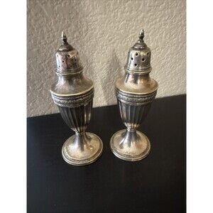 Evans: EPNS; Electro Plated Nickel Silver Hammered Salt & Pepper Shaker Set